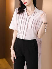 Elegant Fashion Striped Patchwork Shirt