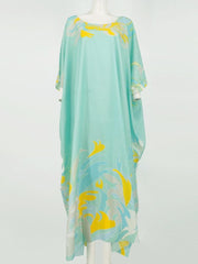 Long Round-Necked Kaftan Dress