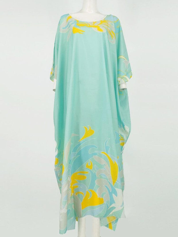 Long Round-Necked Kaftan Dress