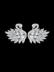 S925 Silver Needle Zircon Swan Earrings