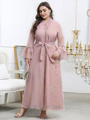 Women's Plus Size Embroidery Ruffle Jalabiya Dress
