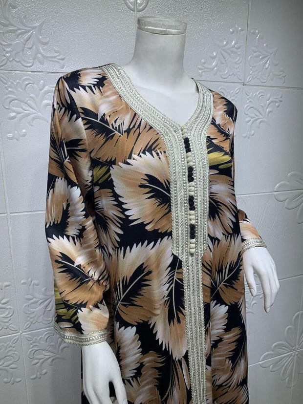Stitched Long Sleeve Printed Dress
