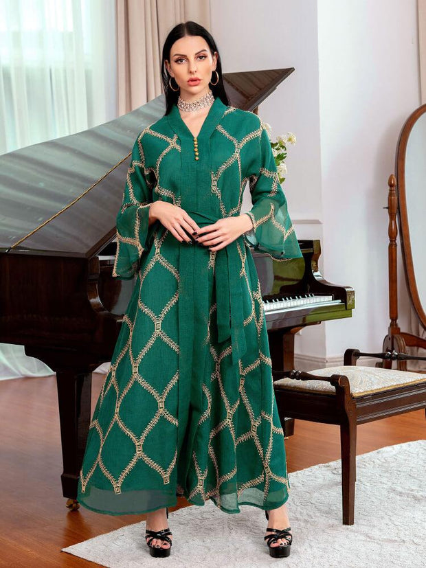 Women's Embroidery Jalabiya Mesh Dress