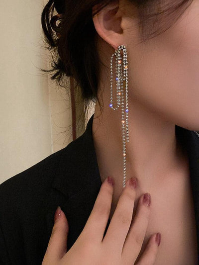 925 Silver Needle Diamond Inlaid Geometric Earrings