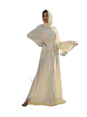 Arabian Long Sleeved Solid Coat Muslim Dress (including Scarf)