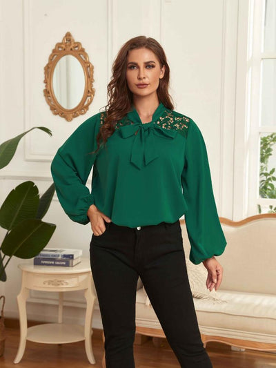 Large Long Sleeve Lace Stitched Shirt