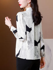 Women's Printed Chiffon Long Sleeve Shirt