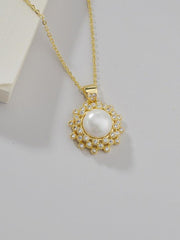 Pearl Pendant Zircon Inlaid Retro Necklace