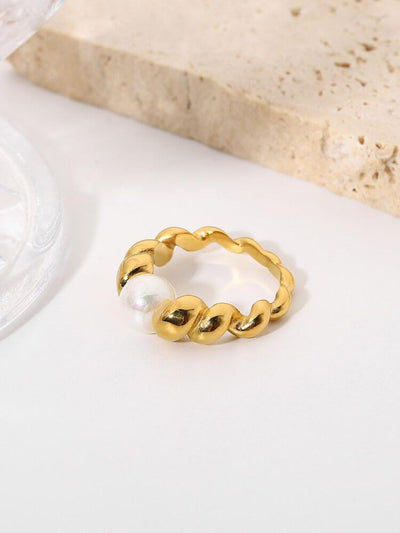 18K Gold Bright Pearl Ring