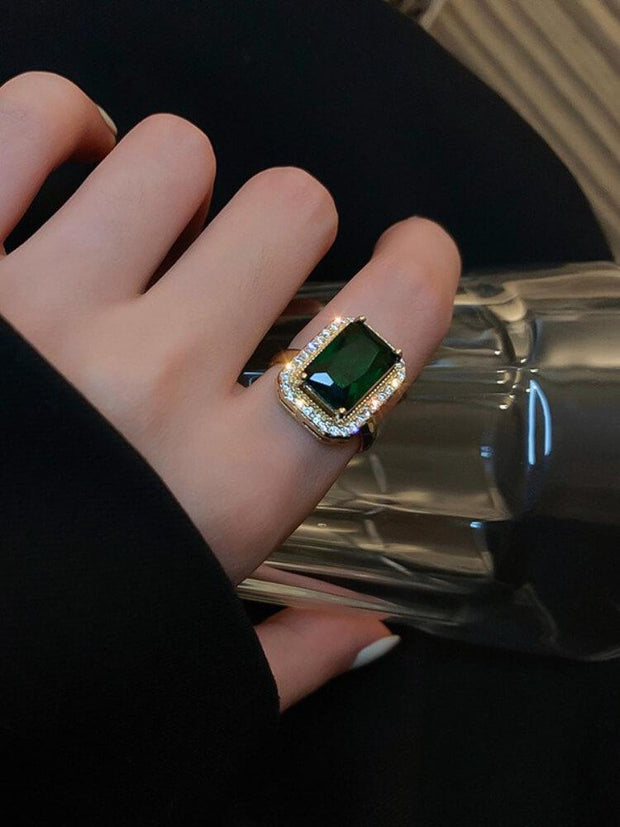 Diamond Set Crystal Snap Adjustable Ring