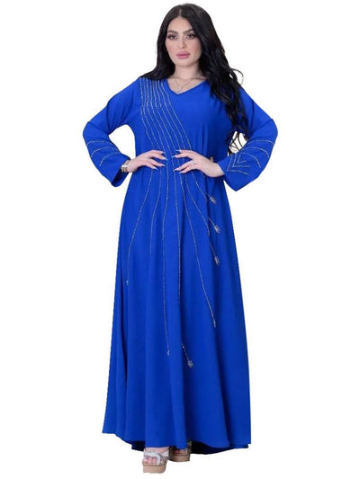 V-Neck Long Sleeve Hot Drill Dress