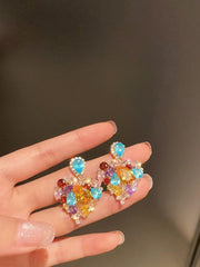 925 Silver Needle Love Drop Diamond Earrings