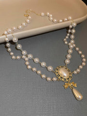 Bow Drop Pearl Vintage Necklace