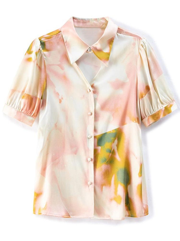 Hollow Tie Dyed Short Sleeved Top