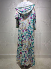 Floral Long Sleeve Hooded Dress