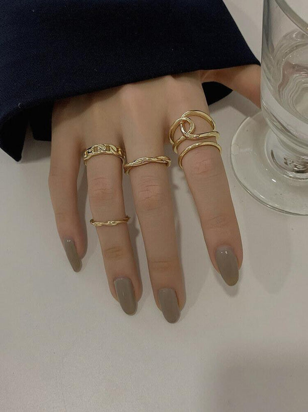 Simple Five Piece Geometric Ring Set