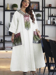 Women's Pearl Sequin Embroidered Robe Jalabiya Dress