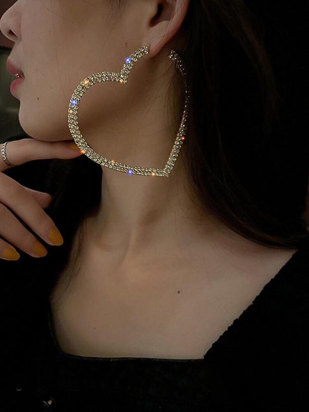 Exaggerated Diamond Full Love Earrings