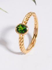 S925 Sterling Silver Garnet Oval Ring