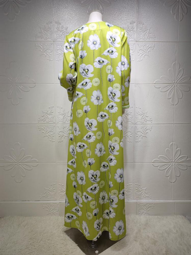 Women's Printed Long Jalabiya Dress