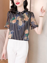 Women's Striped Floral Shirt