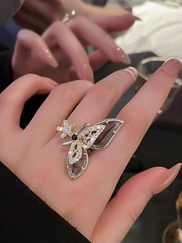 Flower Butterfly Opening Adjustable Ring