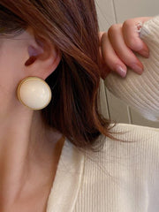 925 Silver Needle Cream White Pearl Earrings