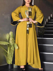 Women's Multicolor Bead Patch Applique Tassel Jalabiya Dress