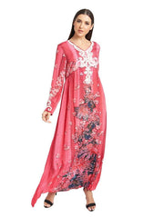 Long Sleeve Embroidered Print Dress