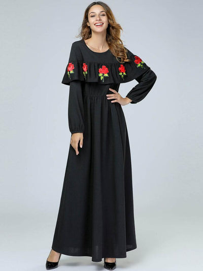 Women's Ruffle Embroidered Jalabiya Dress