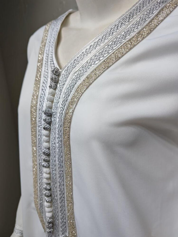 Women's V-neck Robe Vest Two-piece Jalabiya Dress