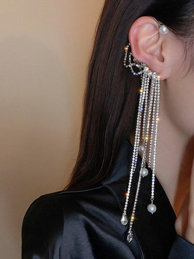 Pearl Studded Tassel Single Earrings