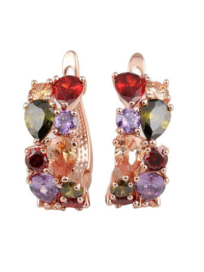 Colorful Zircon Inlaid Earrings