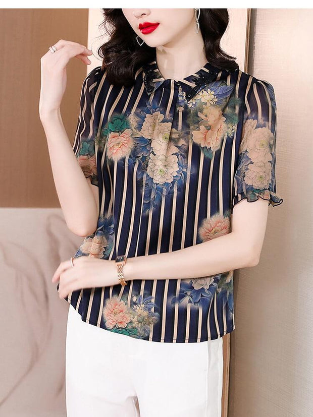 Women's Striped Floral Shirt