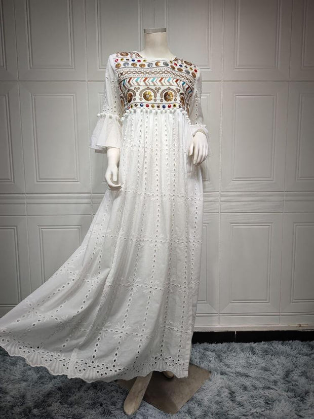 Women's Cotton Lantern Sleeve Jalabiya Dress