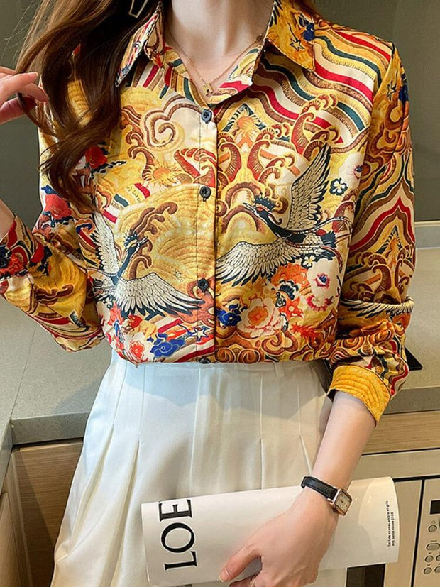 Women's Printed Satin Shirt