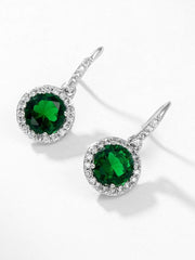 Emerald Zircon Ear Hook Earrings