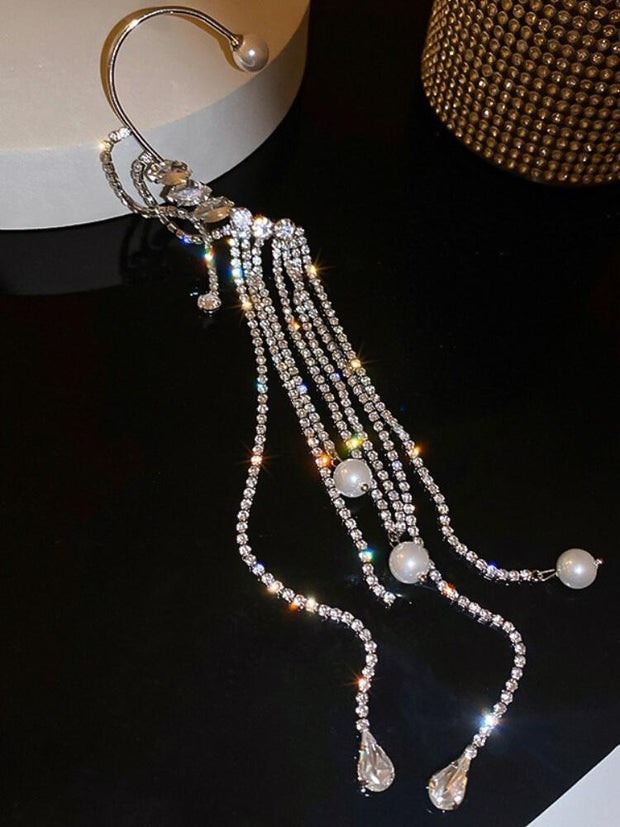 Pearl Studded Tassel Single Earrings