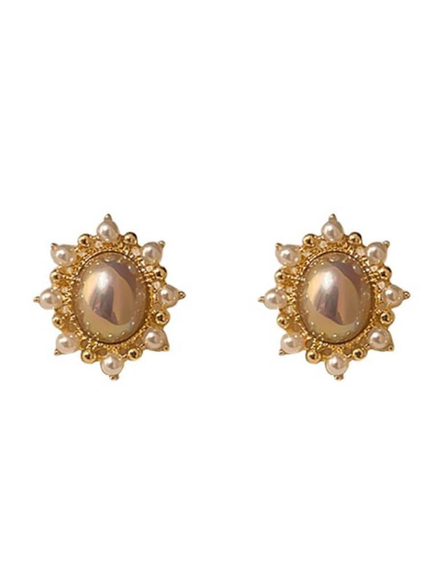 925 Silver Pearl Oval Earrings