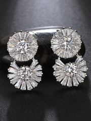 925 Silver Needle Zircon Inlaid Earrings