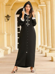 Lace Hooded Hand Sew Drill Abaya