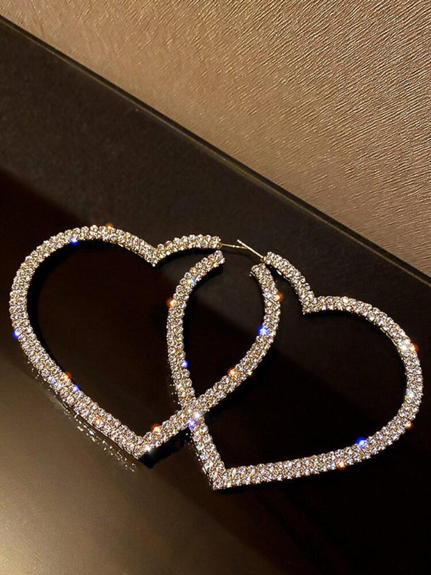 Exaggerated Diamond Full Love Earrings