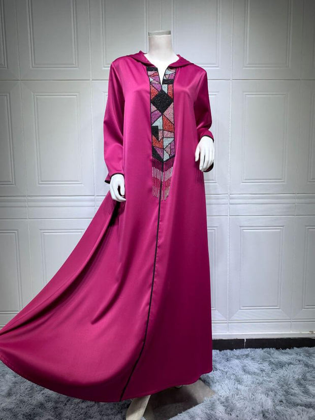 Women's Hooded Hanging Beard Abaya Dress