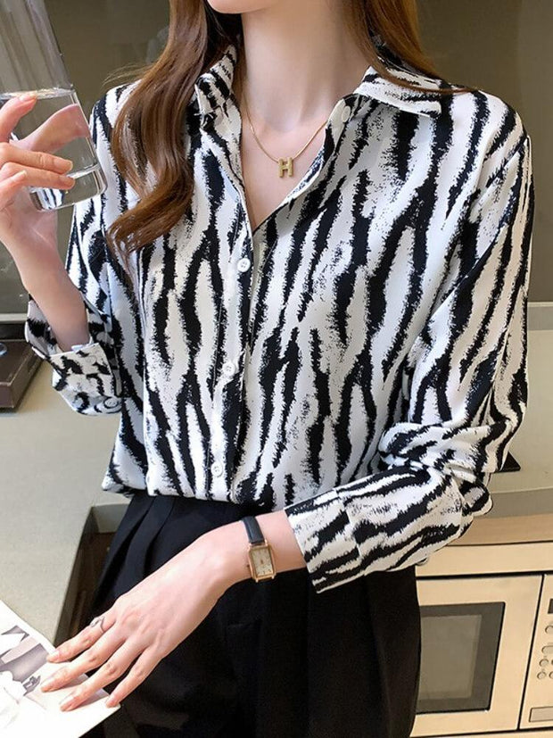 Chiffon Zebra Long Sleeve Shirt
