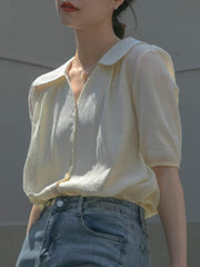 Short Sleeved Lapel Top