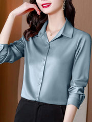 Women's Long Sleeved Satin Shirt
