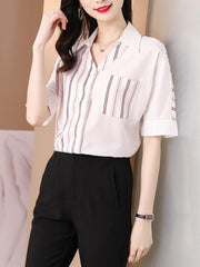 Elegant Fashion Striped Patchwork Shirt