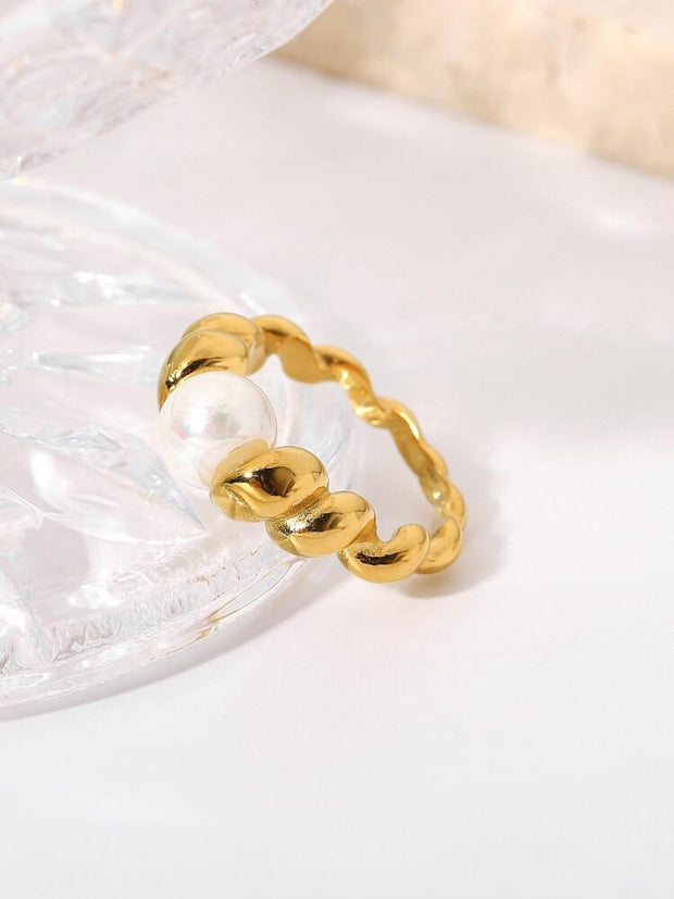 18K Gold Bright Pearl Ring