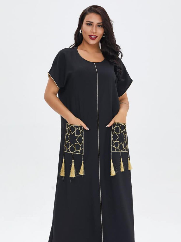 Women's Loose Embroidered Tassel Jalabiya Dress