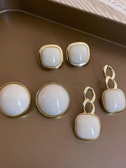 925 Silver Needle Cream White Pearl Earrings